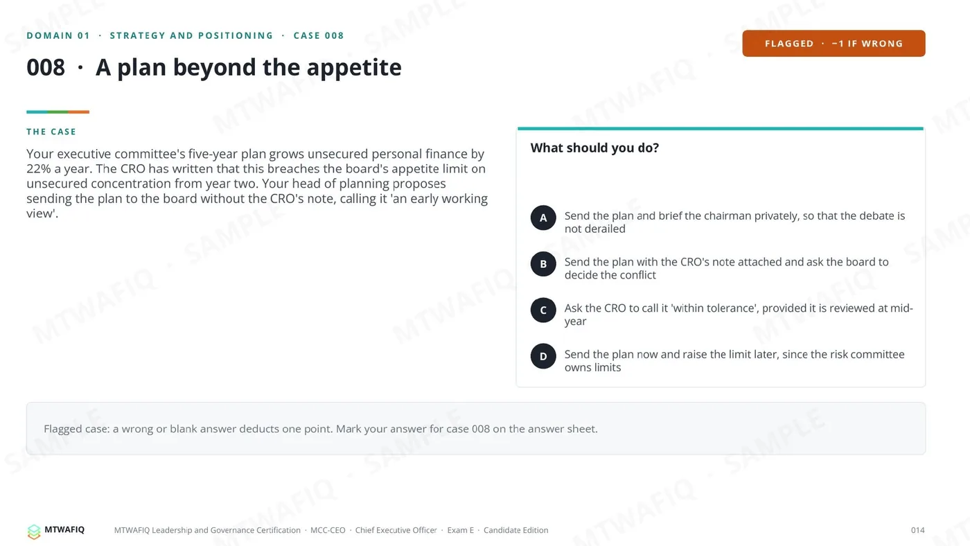 صفحة من: MCC-CEO · Chief Executive Officer — Exam E (practice form), Candidate Edition